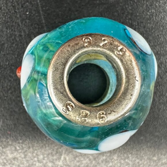 Glass Beads Polka Dot Sterling Silver 925 Charms Bracelet Or Necklace Flowers - Picture 4 of 7